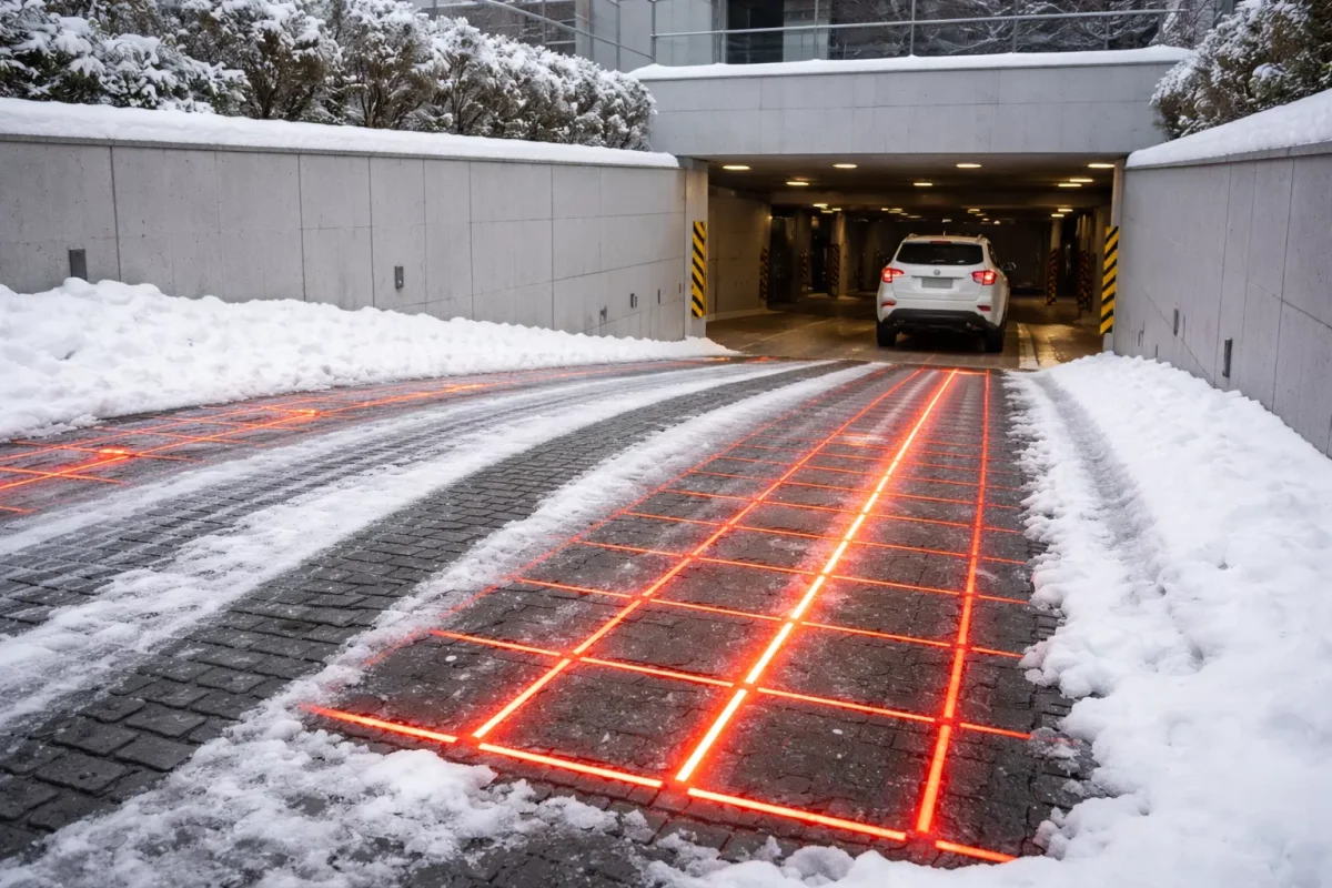 سیستم ذوب برف رمپ پارکینگ برای ایمنی و تردد آسان خودروها