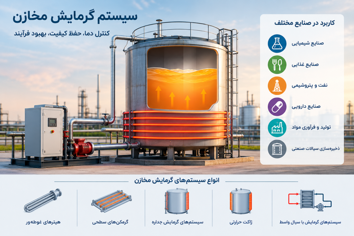 سیستم گرمایش مخازن چیست و چرا برای کنترل دمای سیالات استفاده می‌شود؟